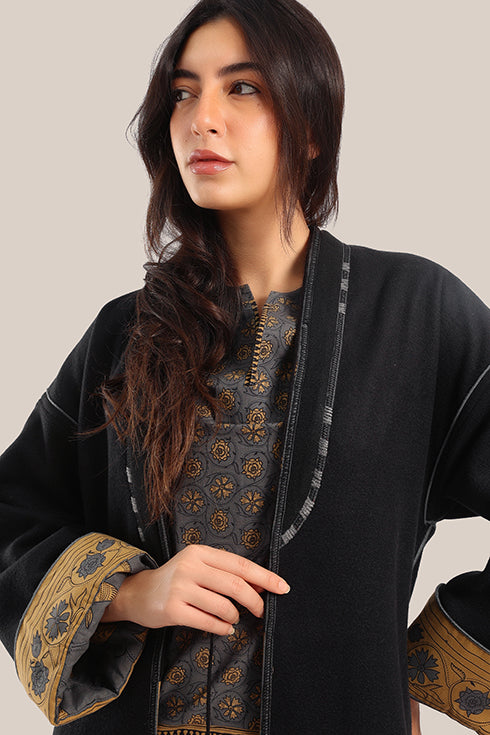 Polar fleece reversible long sleeve coat